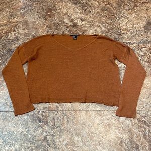 3/$16 Forever 21 Sweater L Lightweight Semi Sheer Brown Long Sleeve